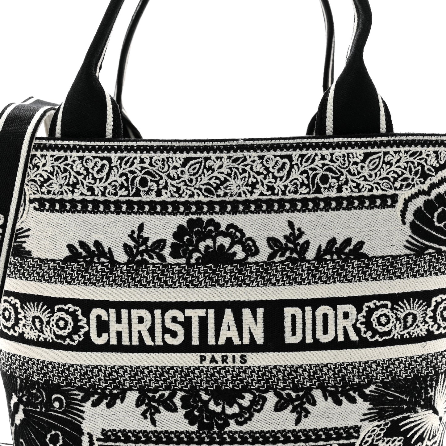 Canvas Embroidered Butterfly Bandana Print Hat Basket Bag Black White