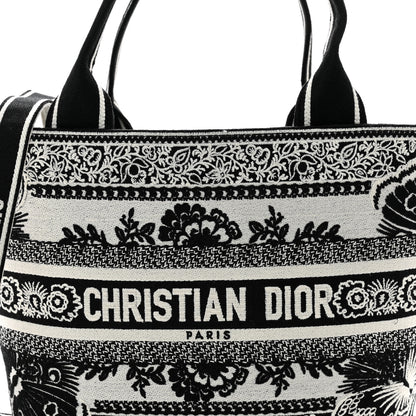 Christian Dior Canvas Embroidered Butterfly Bandana Print Hat Basket Bag Black White 5 of 9
