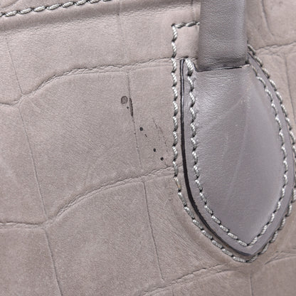 Celine Crocodile Embossed Nubuck Medium Phantom Luggage Grey 9 of 10
