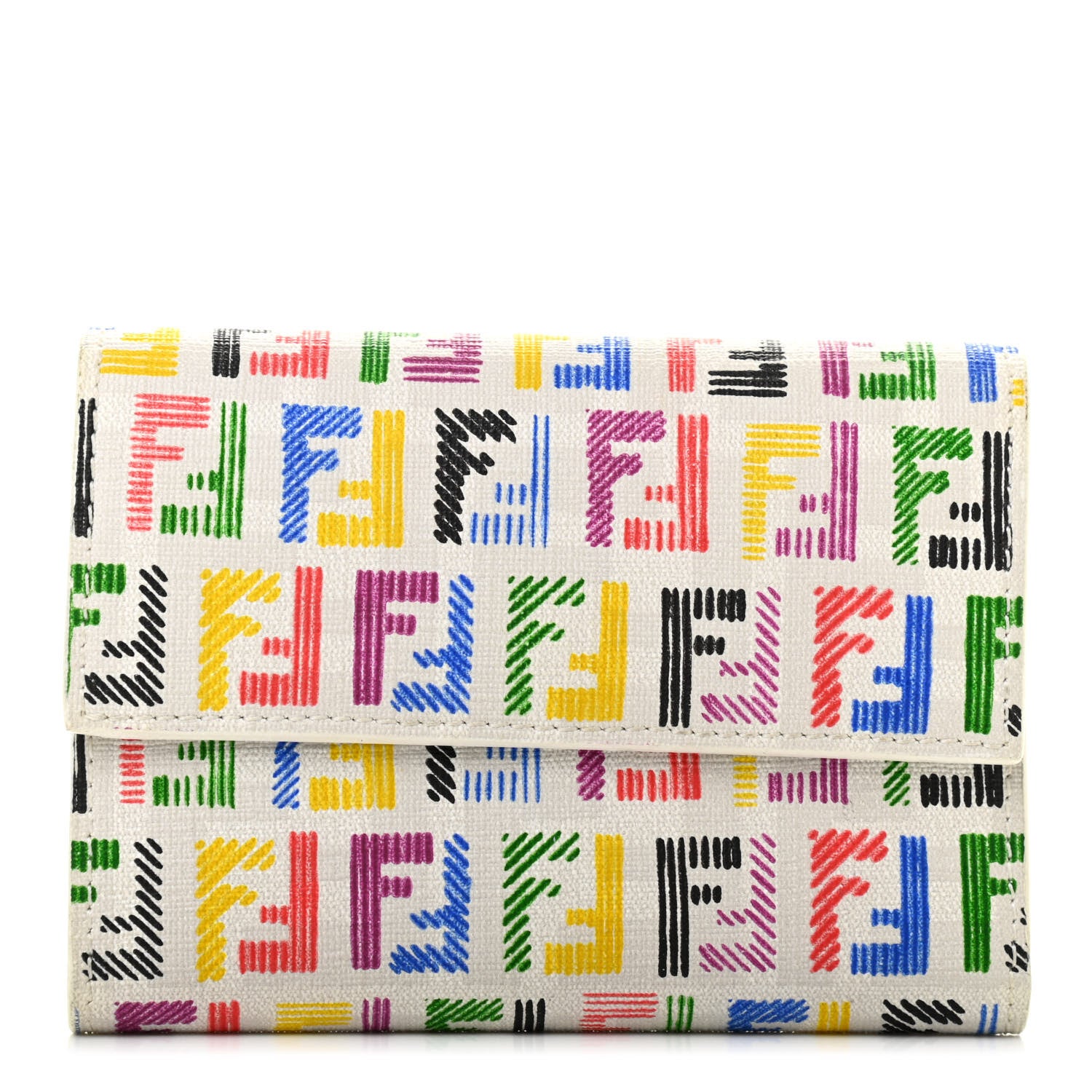 Fendi Zucchino Spalmati FF Multicolor Tri-fold Wallet White Multicolor 1 of 8