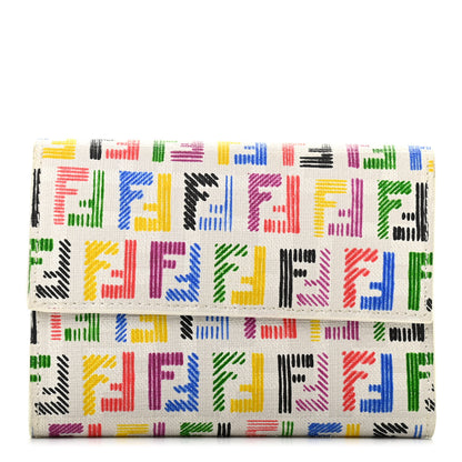 Fendi Zucchino Spalmati FF Multicolor Tri-fold Wallet White Multicolor 1 of 8