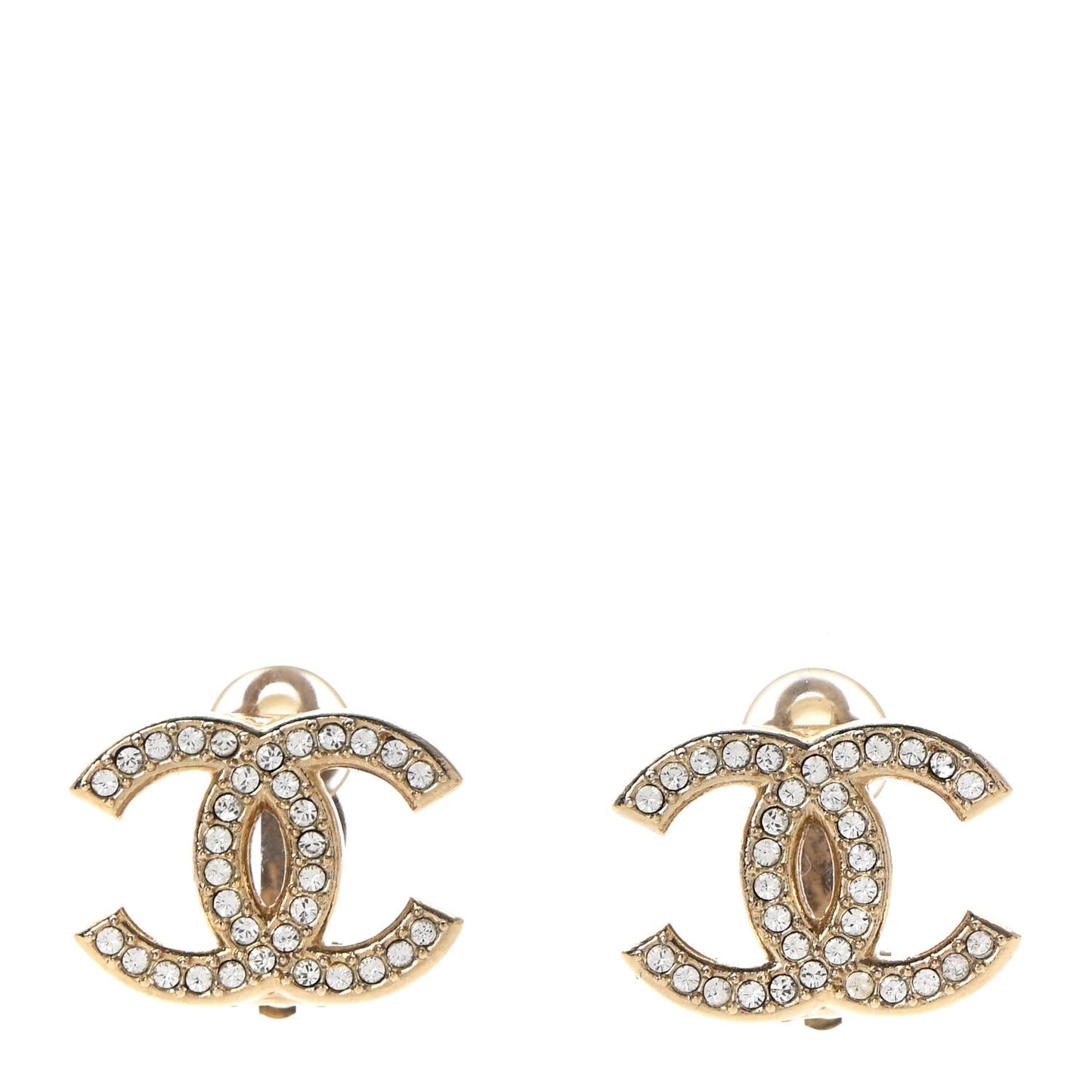 Crystal CC Clip On Earrings Gold