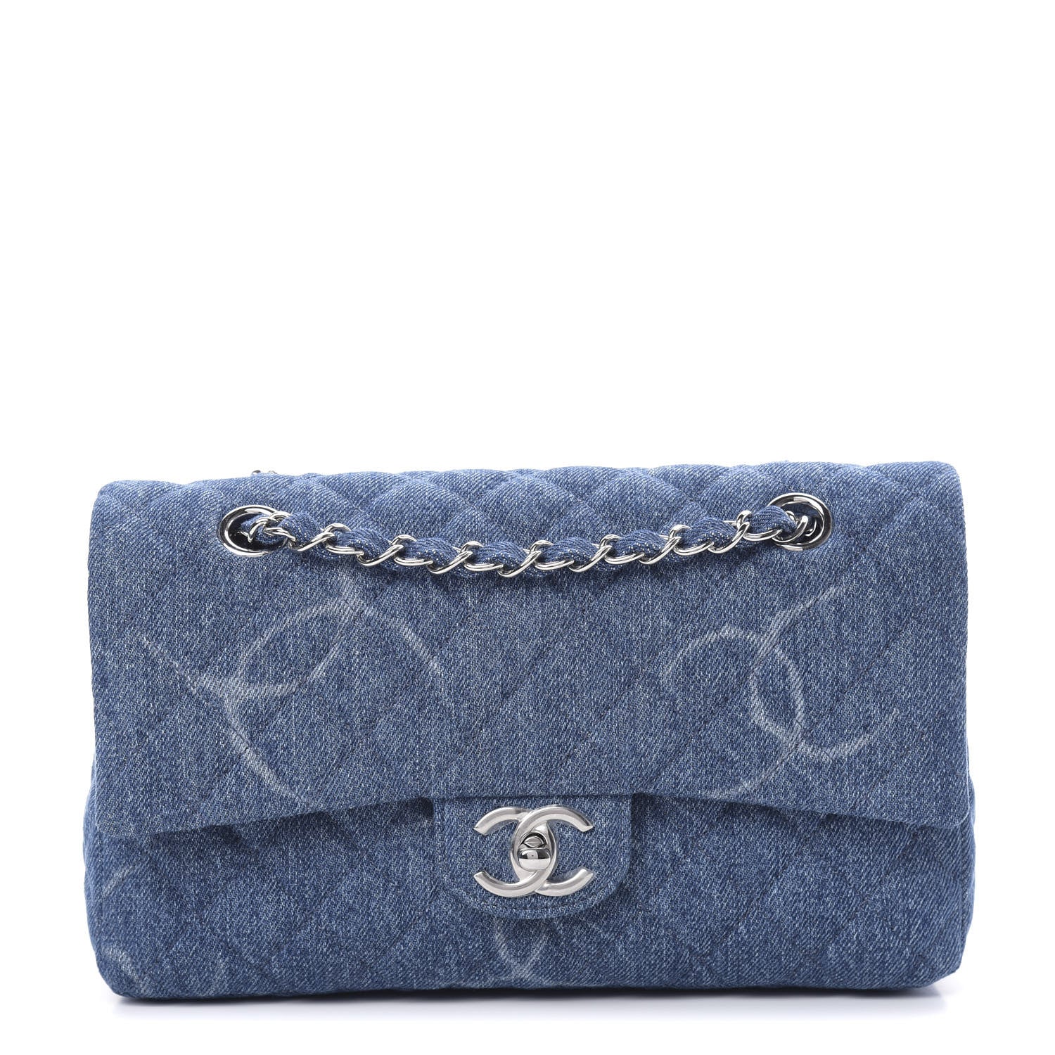 Chanel Denim Quilted CC Print Medium Single Flap Blue 1 of 11