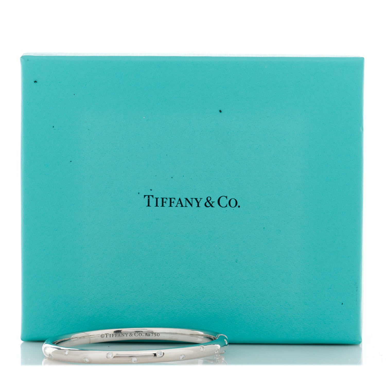 Tiffany 18K White Gold Diamond 4.5mm Etoile Bangle Bracelet 4 of 4