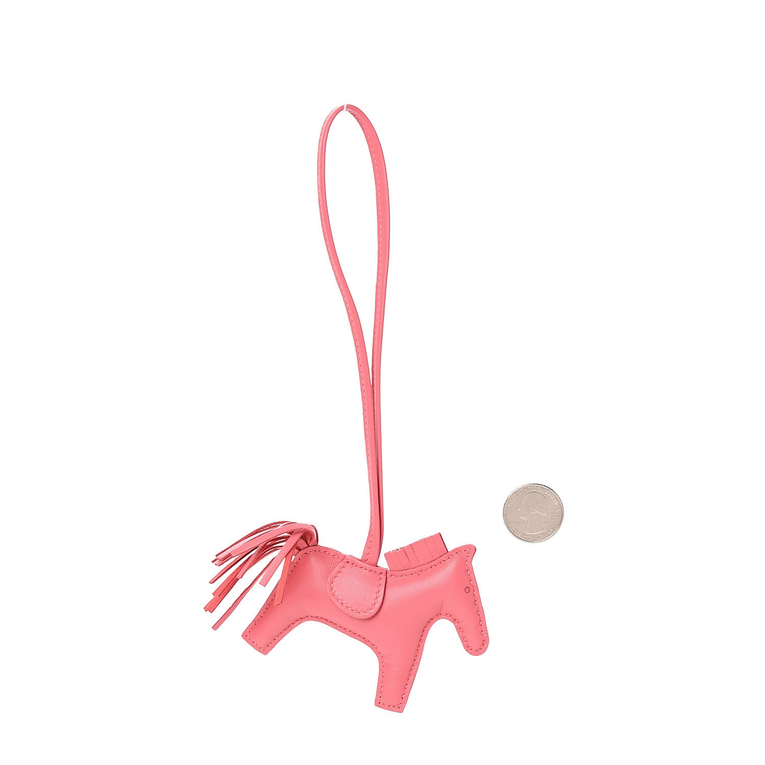 Hermes Milo Lambskin Grigri Rodeo Horse Bag Charm PM Rose Azalee 2 of 5