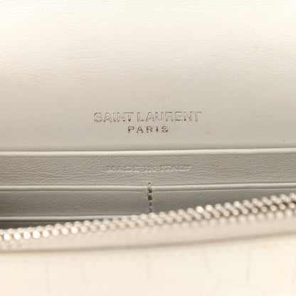 Saint Laurent Calfskin Crocodile Embossed Kate Monogram Tassel Chain Wallet Crema Soft 6 of 13