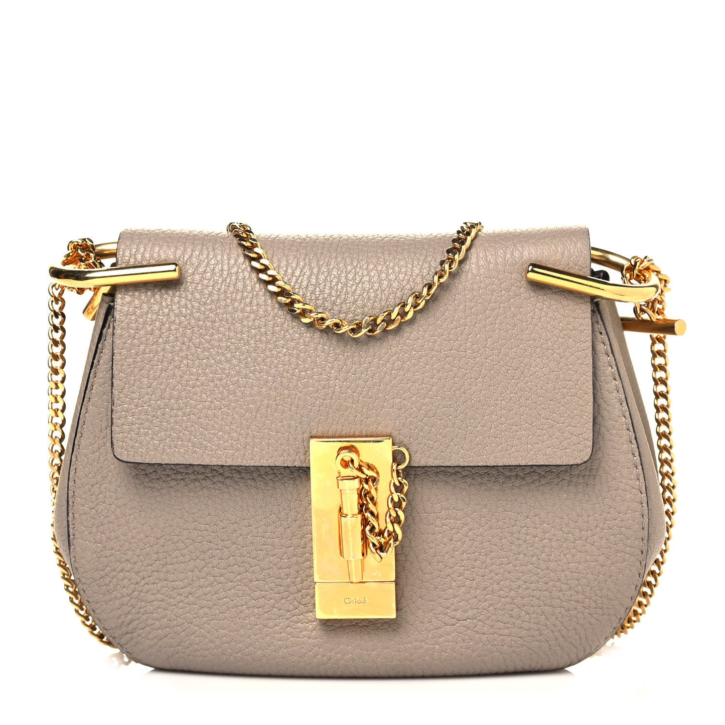 Grained Lambskin Mini Drew Shoulder Bag Motty Grey
