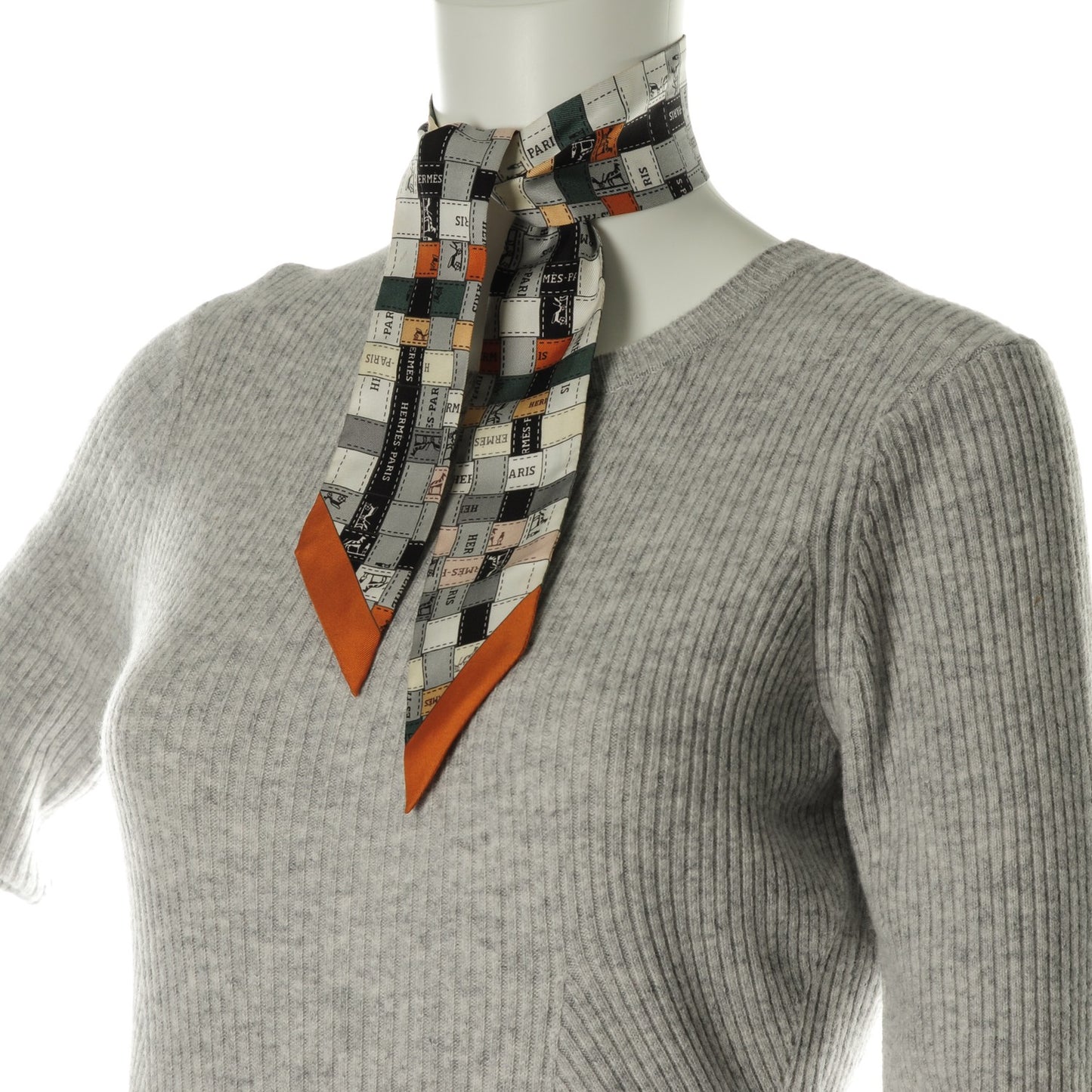 Silk Bolduc Au Carre Twilly Gris Caramel Blanc