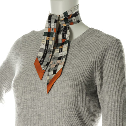 Hermes Silk Bolduc Au Carre Twilly Gris Caramel Blanc 2 of 5