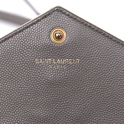 Saint Laurent Grain De Poudre Matelasse Chevron Monogram Chain Wallet Fog 8 of 15