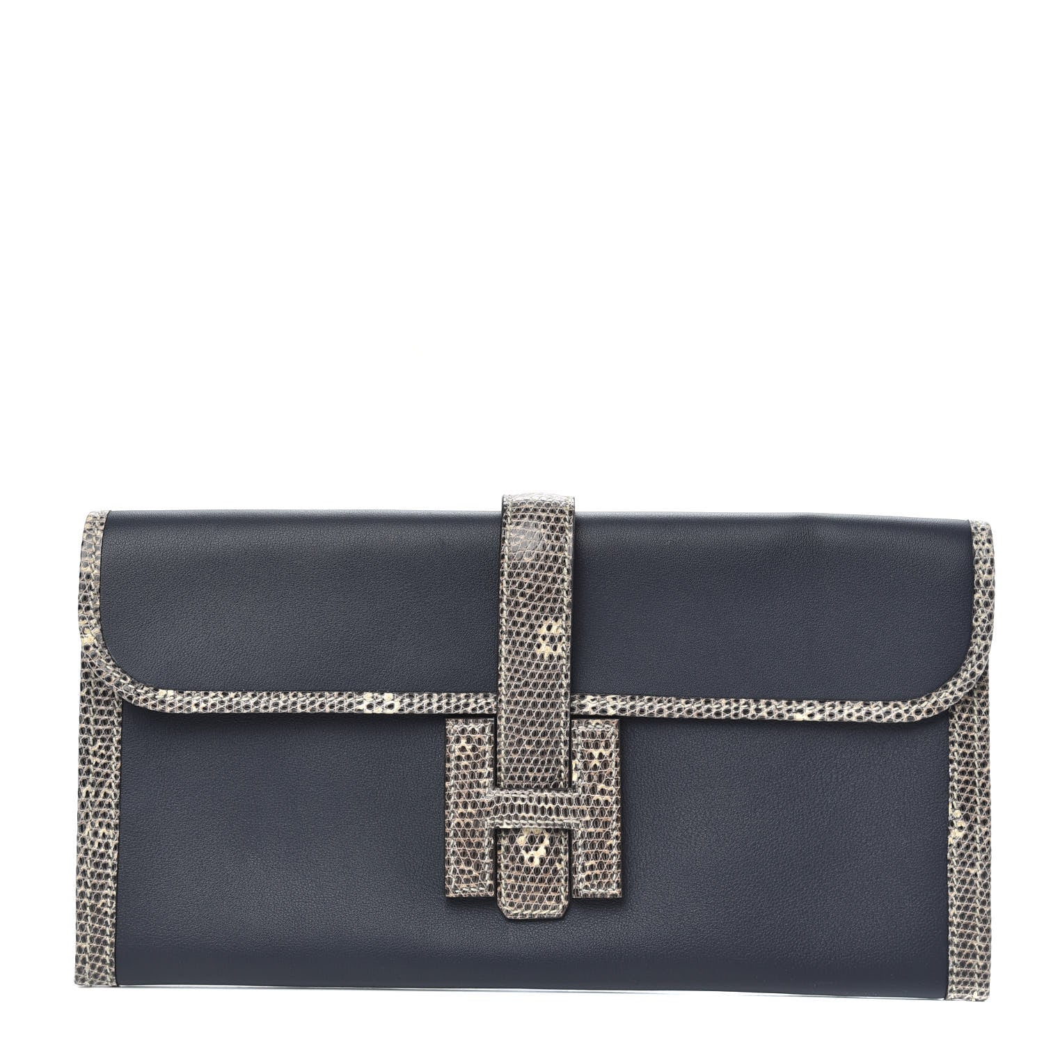 Hermes Swift Lizard Jige Elan Touch 29 Clutch Bleu Nuit Ombre 1 of 10