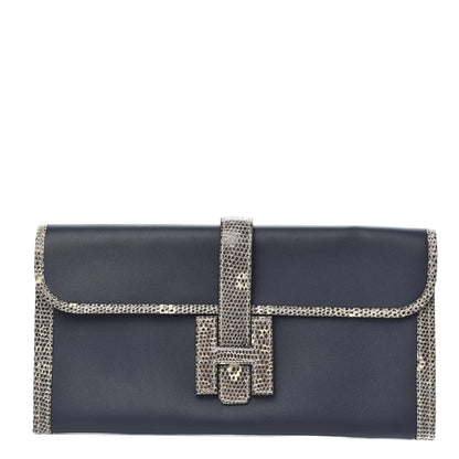 Hermes Swift Lizard Jige Elan Touch 29 Clutch Bleu Nuit Ombre 1 of 10