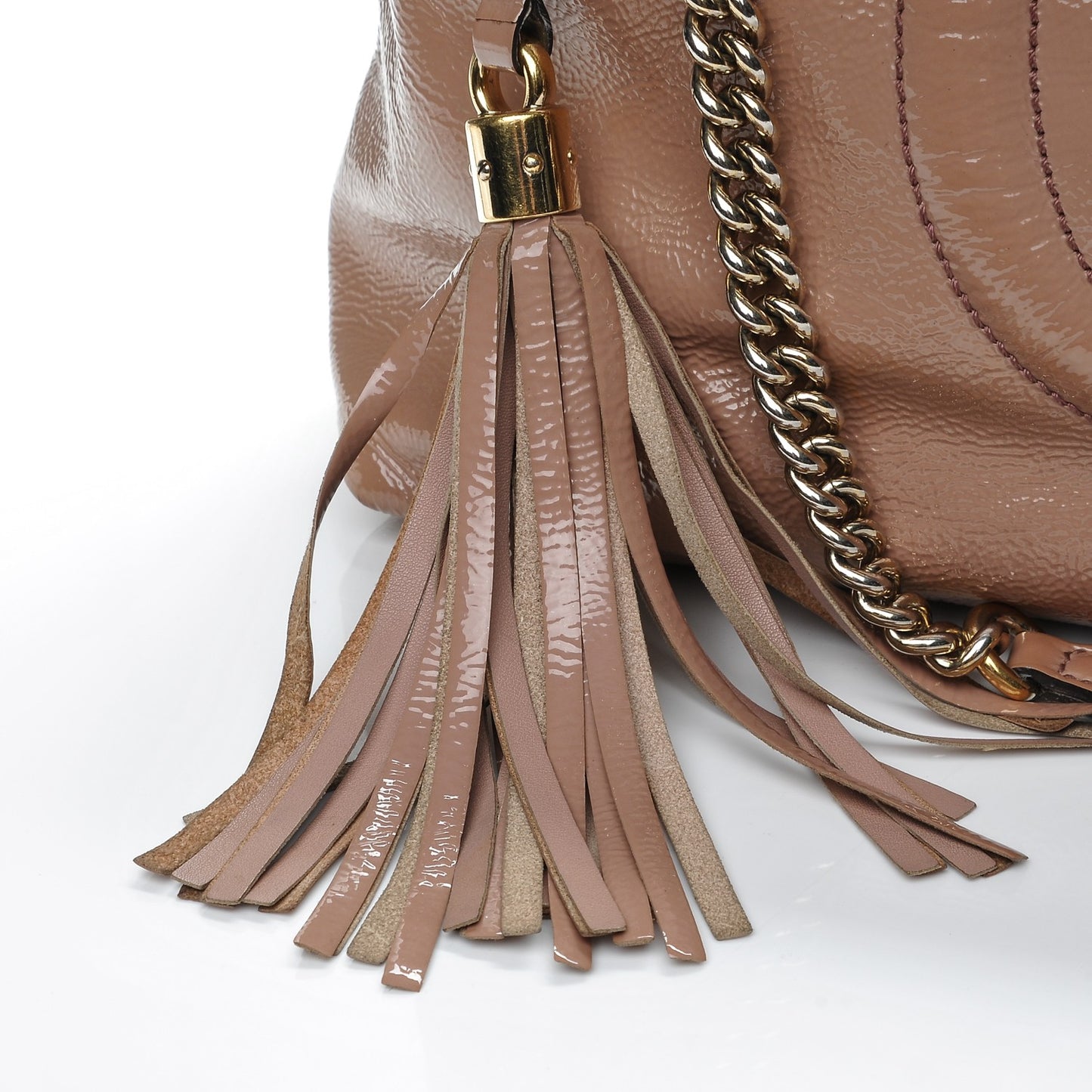 Patent Medium Soho Chain Shoulder Bag Dark Cipria