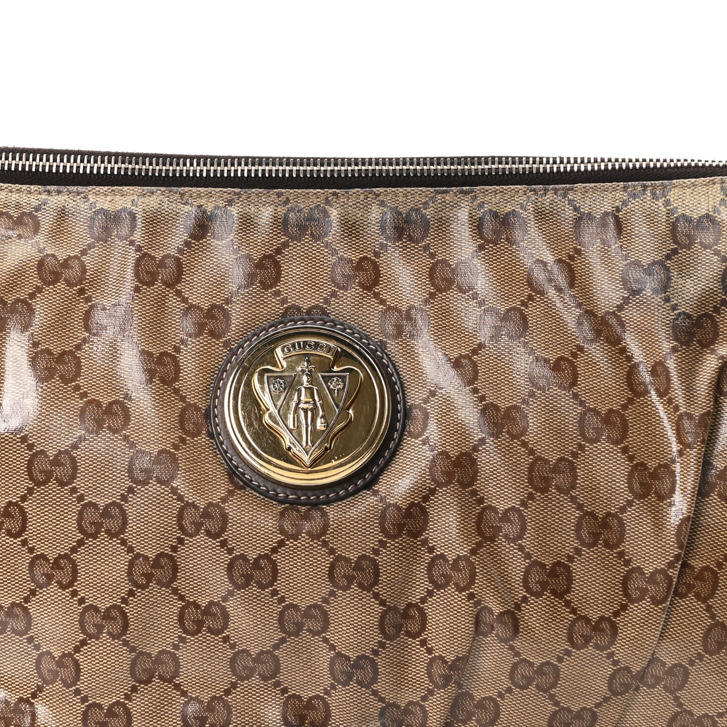 Crystal Monogram Large Hysteria Clutch Brown