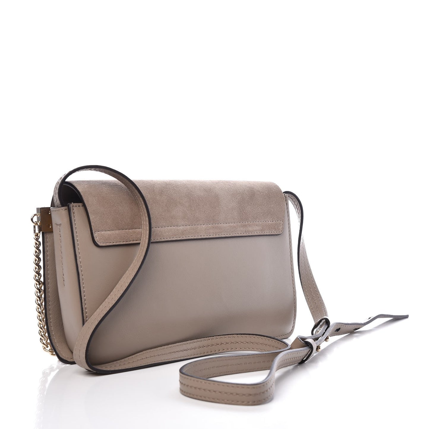 Suede Calfskin Small Faye Shoulder Bag Motty Grey