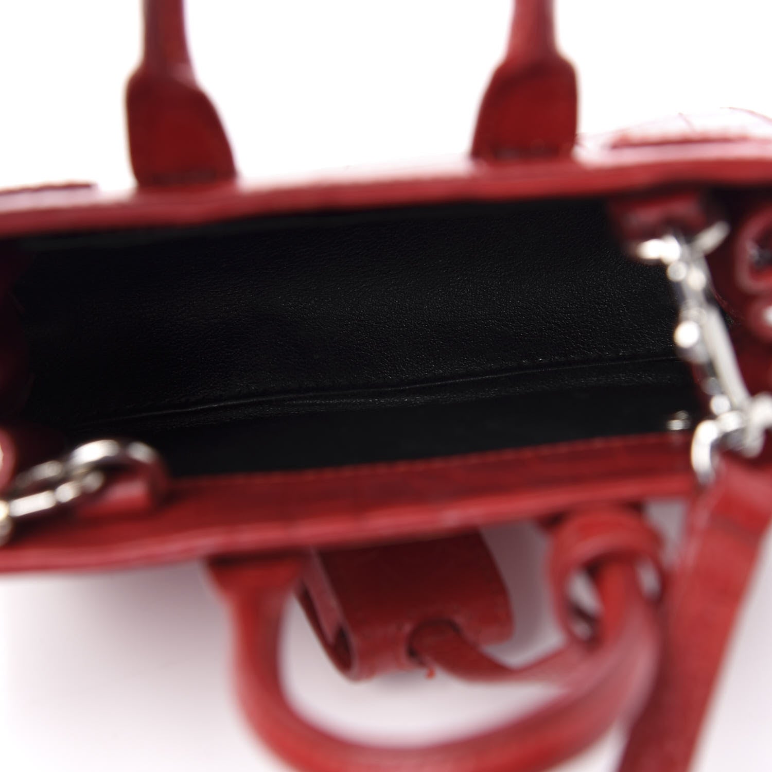 Saint Laurent Calfskin Crocodile Embossed Toy Sac De Jour Red 4 of 11