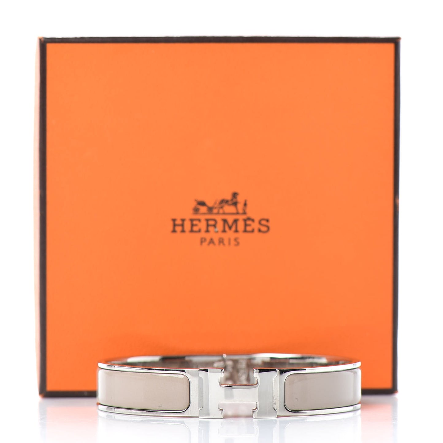 Enamel Narrow Clic Clac H Bracelet GM Marron Glace