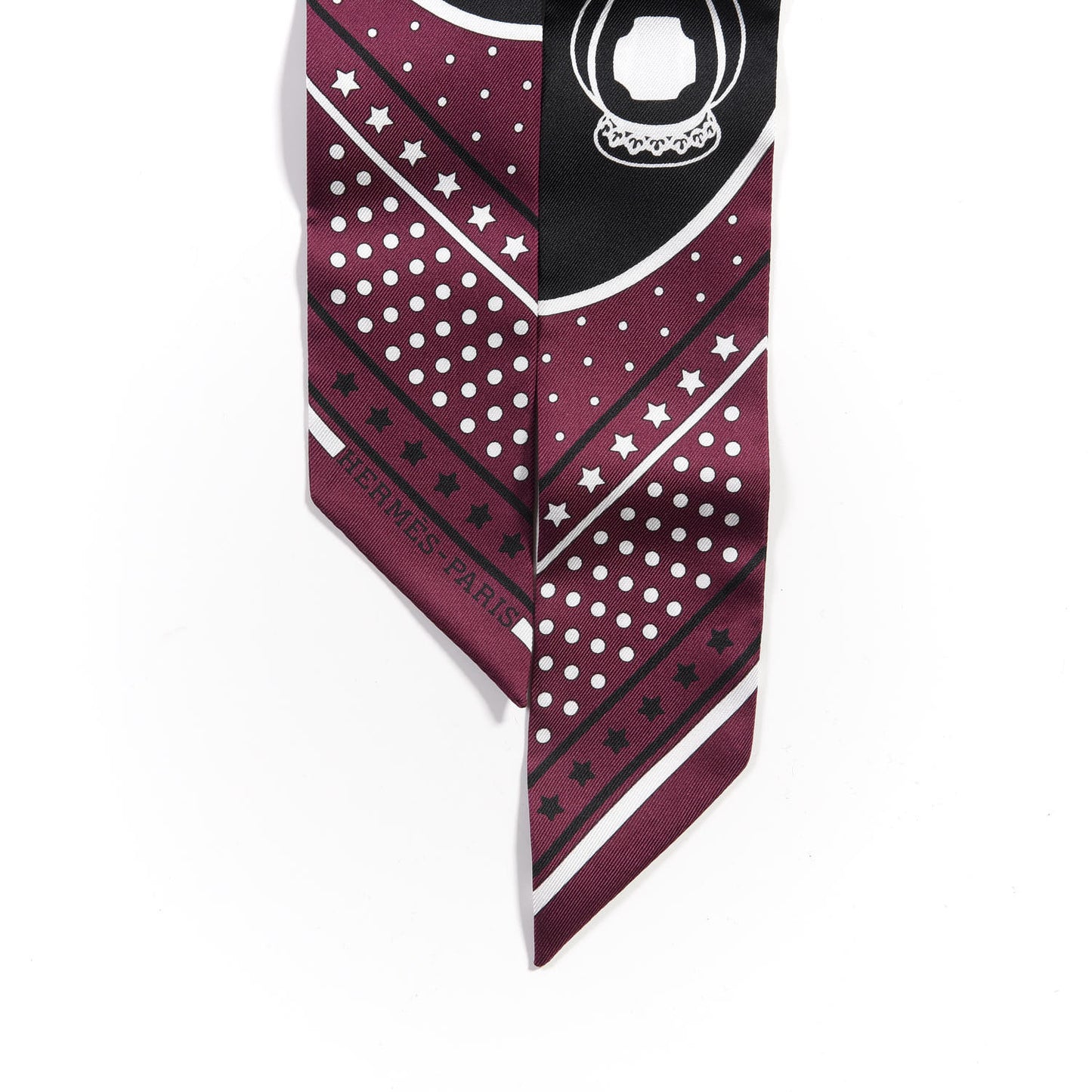 Silk Les Flacons Bandana Twilly Prune Black White