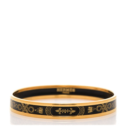Hermes Enamel Printed Grand Apparat Narrow Bracelet 65 Black 1 of 6