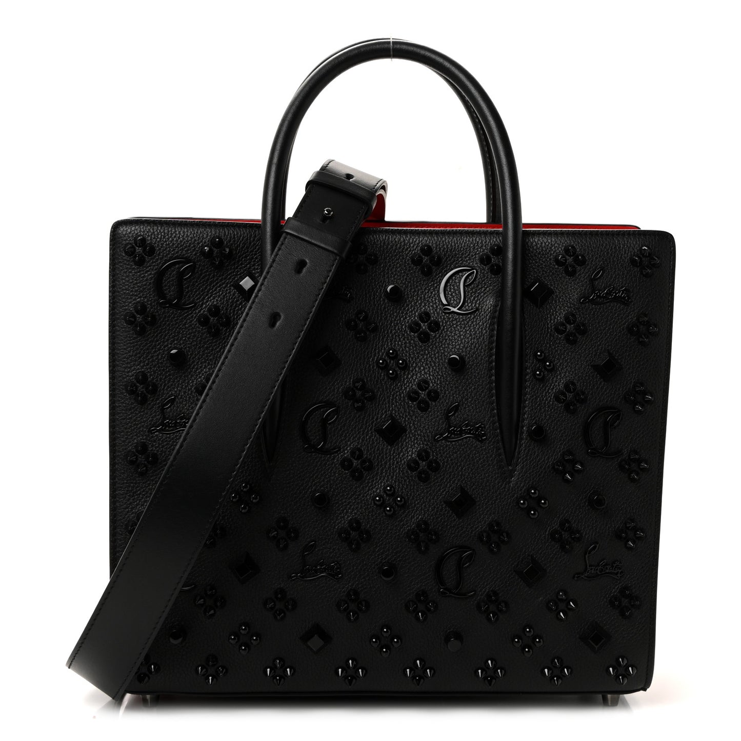 Calfskin Spikes Loubinthesky Medium Paloma Black