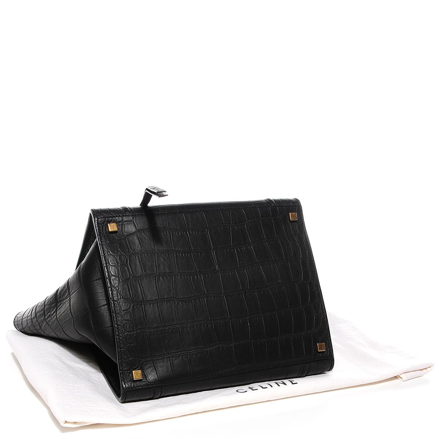 Crocodile Embossed Medium Phantom Luggage Black