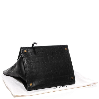 Celine Crocodile Embossed Medium Phantom Luggage Black 4 of 7
