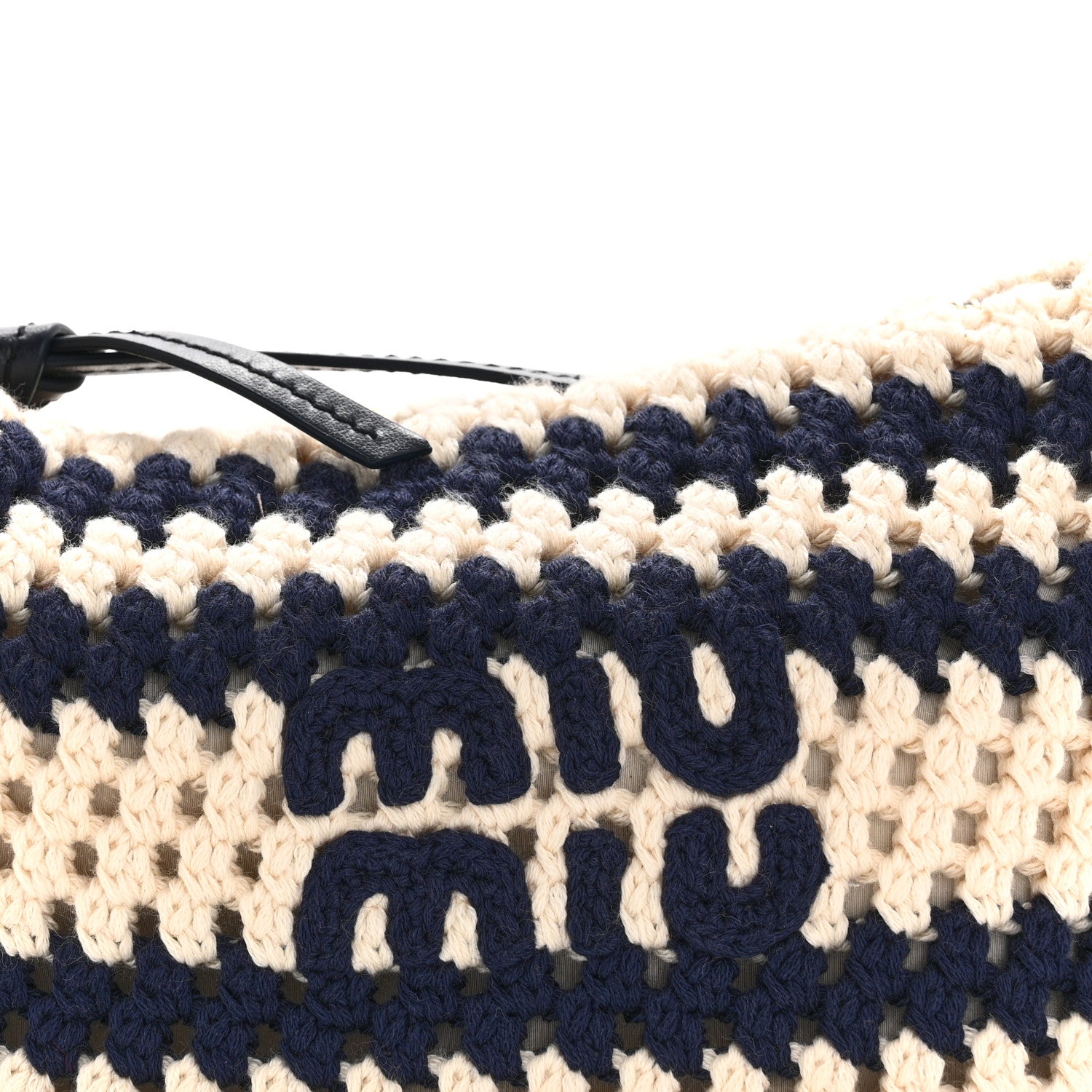 Miu Miu Fabric Crochet Pouch Blue White 1740719 – FASHIONPHILE