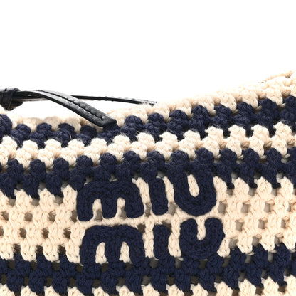 Miu Miu Fabric Crochet Pouch Blue White 7 of 11