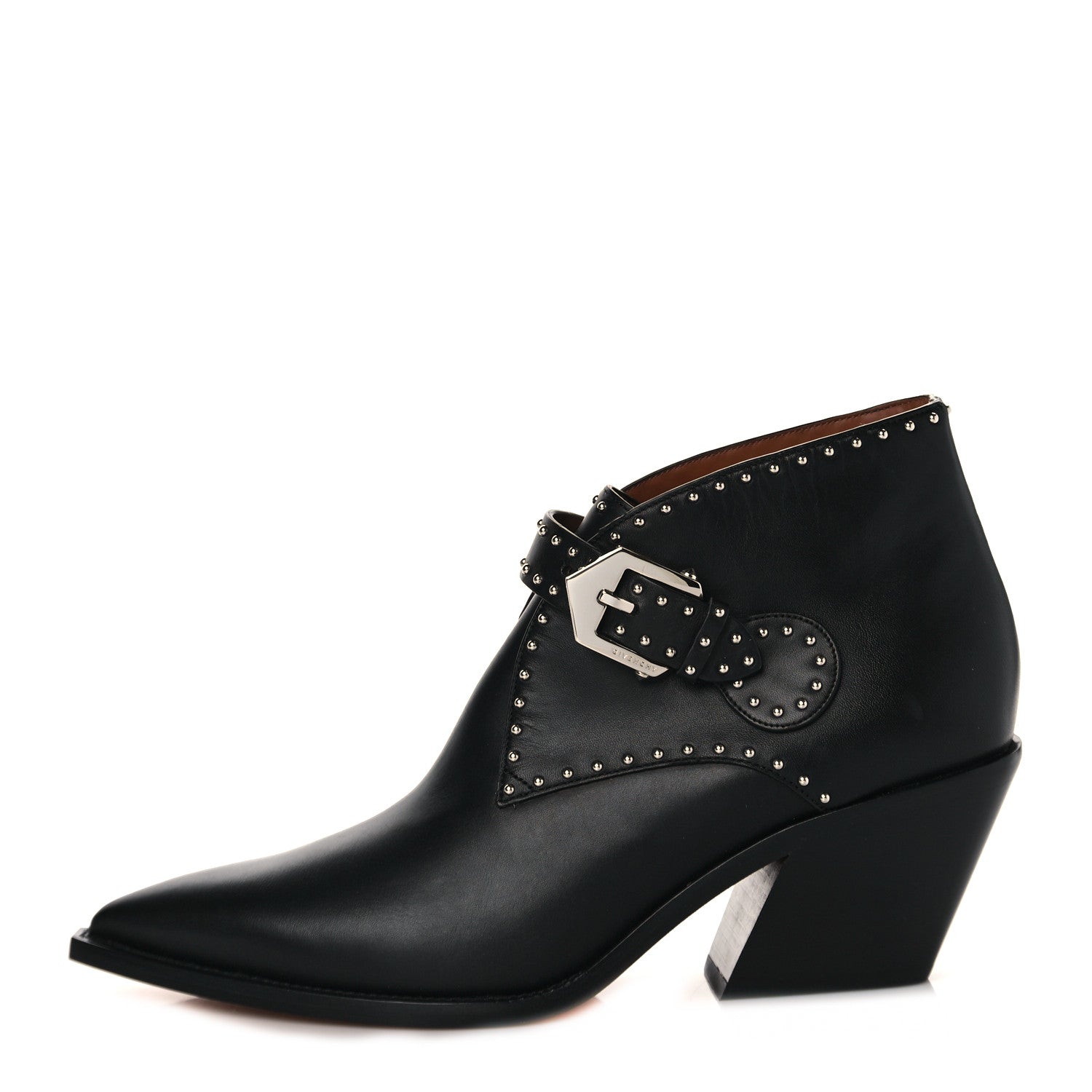 Givenchy Smooth Calfskin Elegant Cowboy Studded Ankle Boots 40 Black 1 of 7