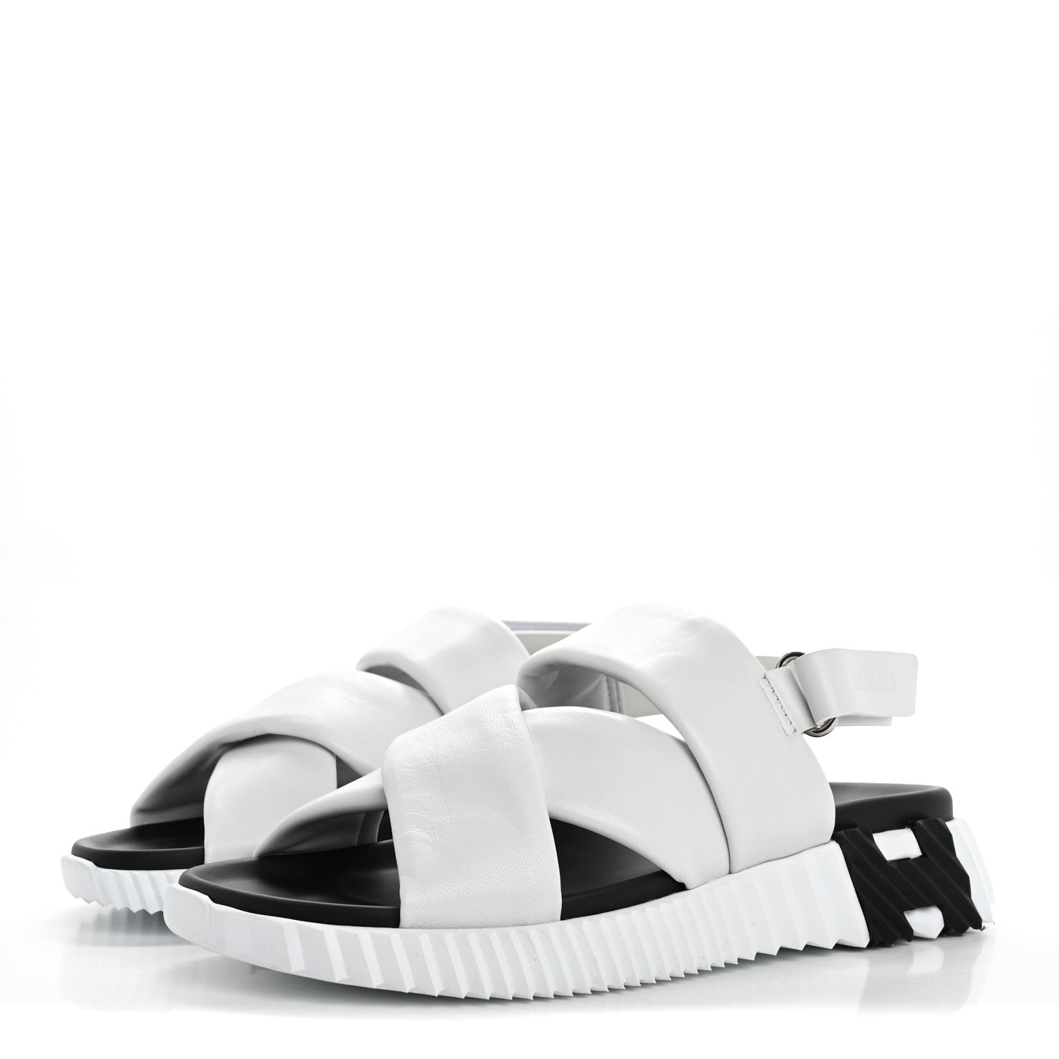Hermes Calfskin Goatskin Electric Sandals 39 White 4 of 9