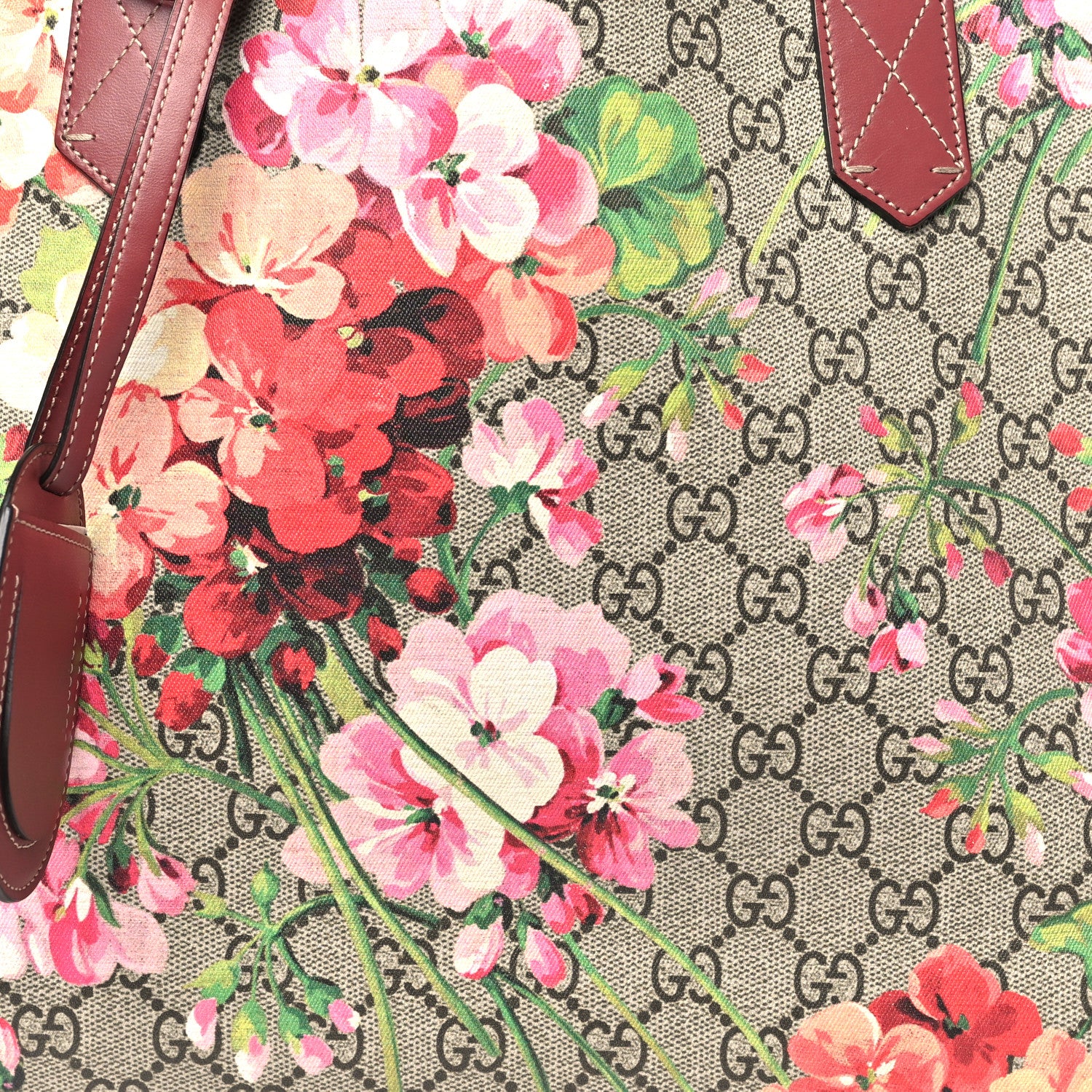 Gucci GG Supreme Monogram Blooms Medium Reversible Tote Beige Multicolor Dry Rose 10 of 15