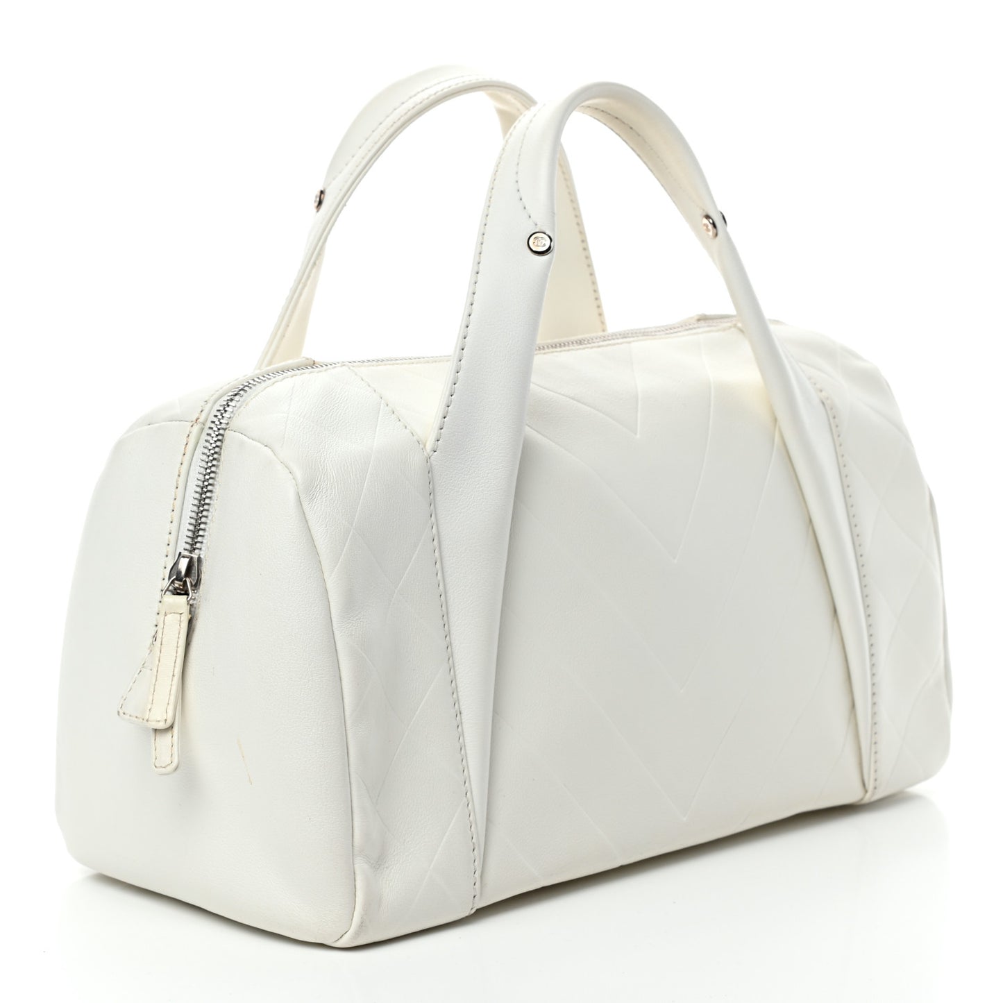 Calfskin Chevron CC All Day Long Boston White