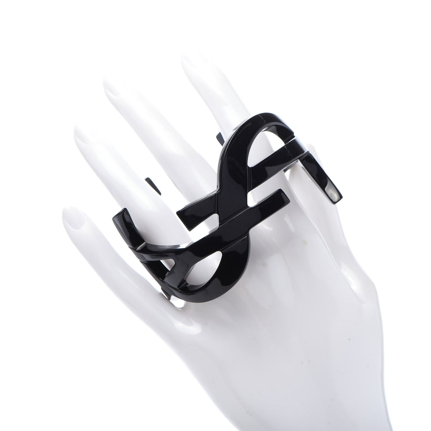 Brass Monogram Medium Cuff Bracelet Black