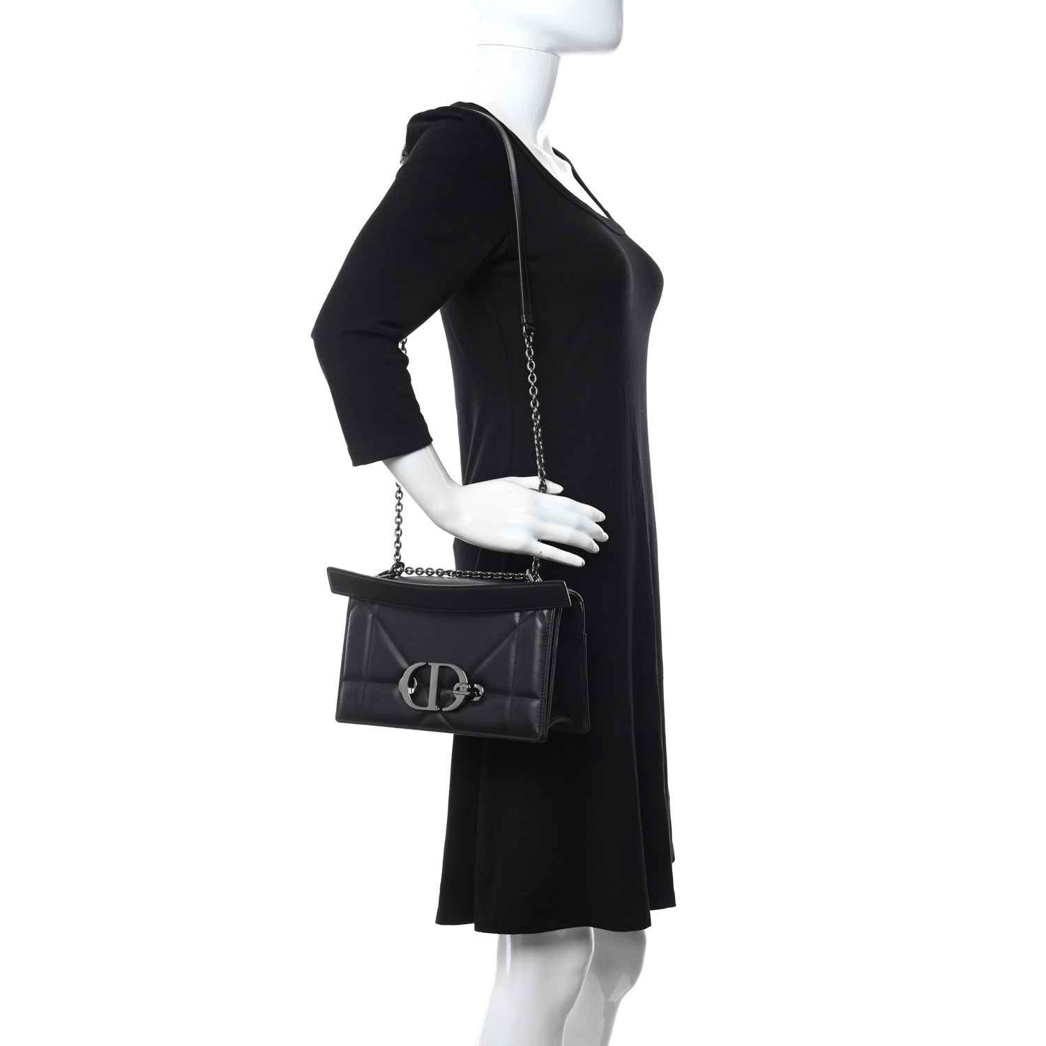 Christian Dior Lambskin Maxi Cannage 30 Montaigne Chain Top Handle Bag Black 2 of 7