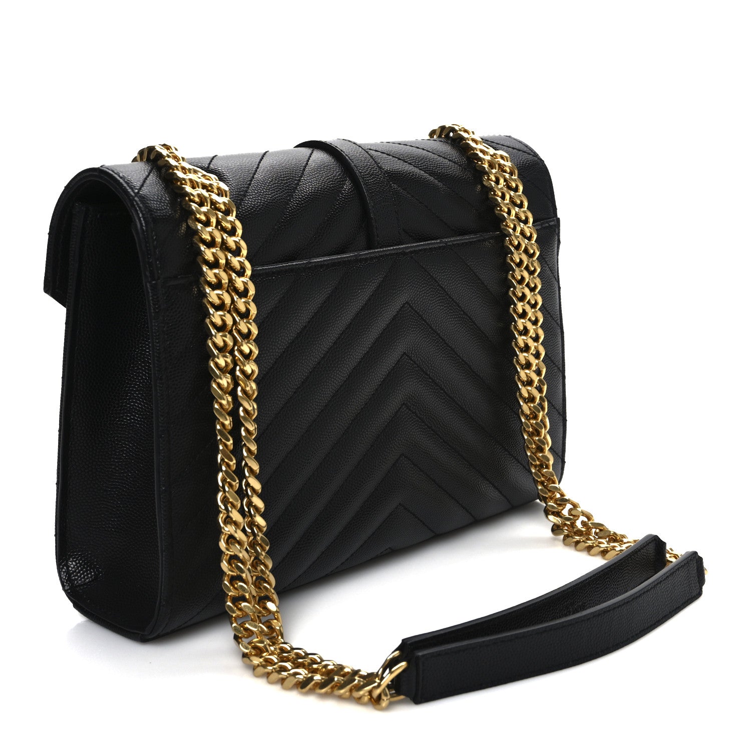 Saint Laurent Grain De Poudre Matelasse Chevron Medium Monogram Satchel Black 3 of 10
