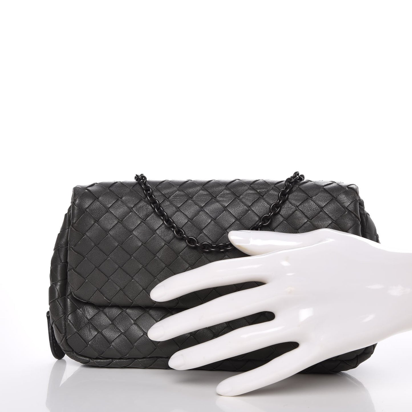 Nappa Intrecciato Mini Messenger Bag Light Grey