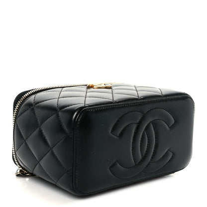 Chanel Lambskin Quilted Sweetheart Vanity Case Black 4 of 11
