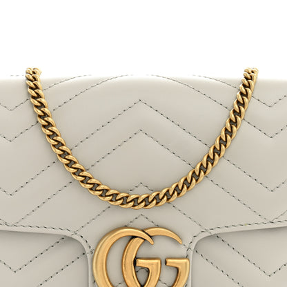 Gucci Calfskin Matelasse Mini GG Marmont Shoulder Bag With Card Holder Light Grey Salvy Green 9 of 14