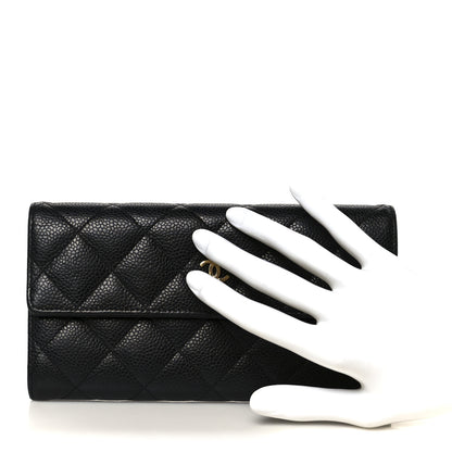 Chanel Caviar Quilted Long Flap Wallet Black 2 of 11