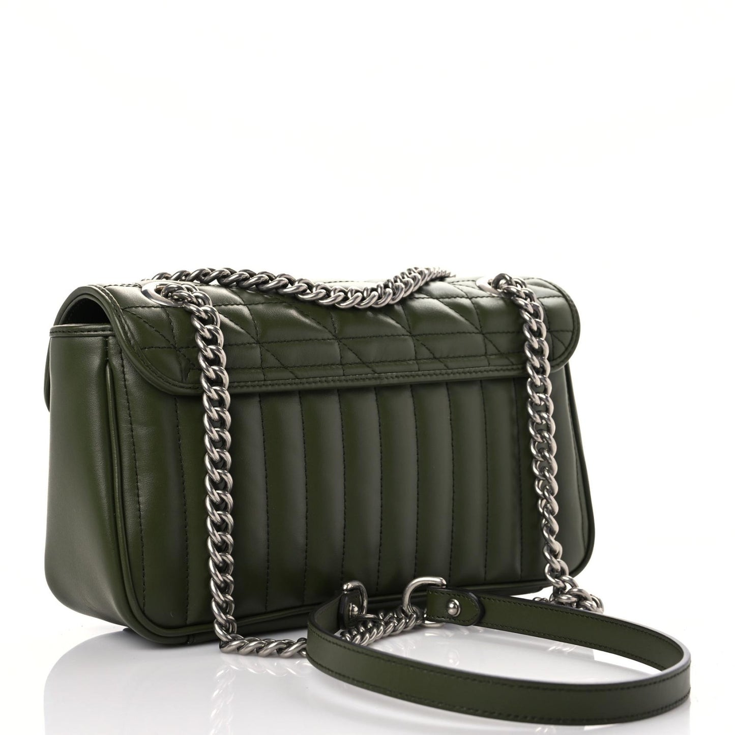 Calfskin Matelasse Aria Small GG Marmont Shoulder Bag Military Wood