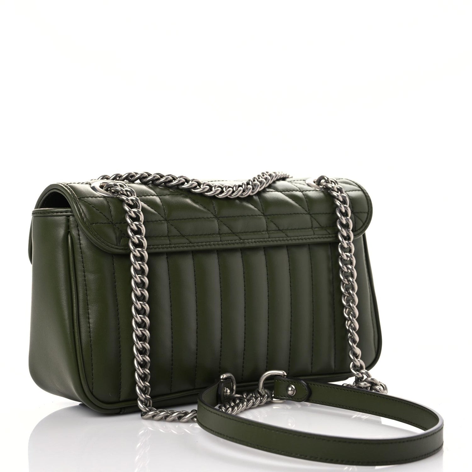 Gucci Calfskin Matelasse Aria Small GG Marmont Shoulder Bag Military Wood 3 of 11