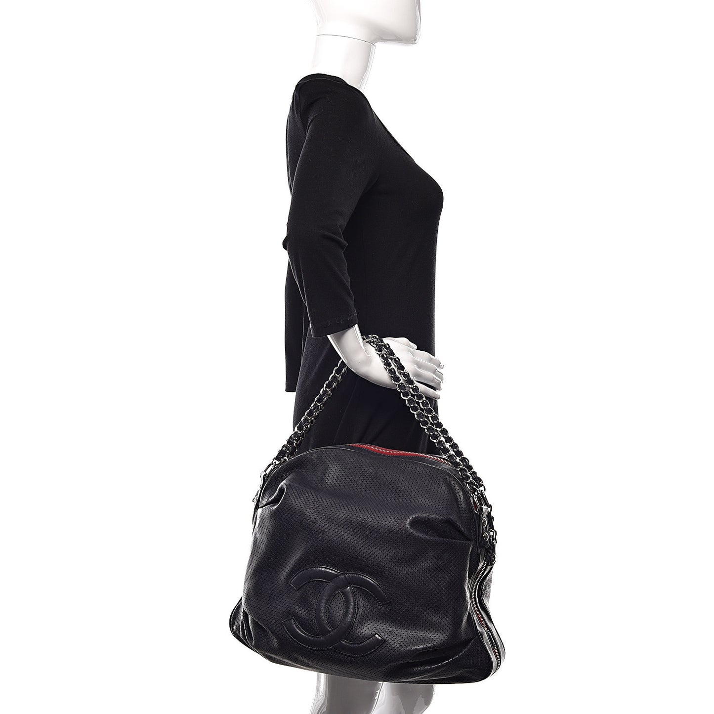 Lambskin Perforated Baseball Spirit Ligne Bag Navy