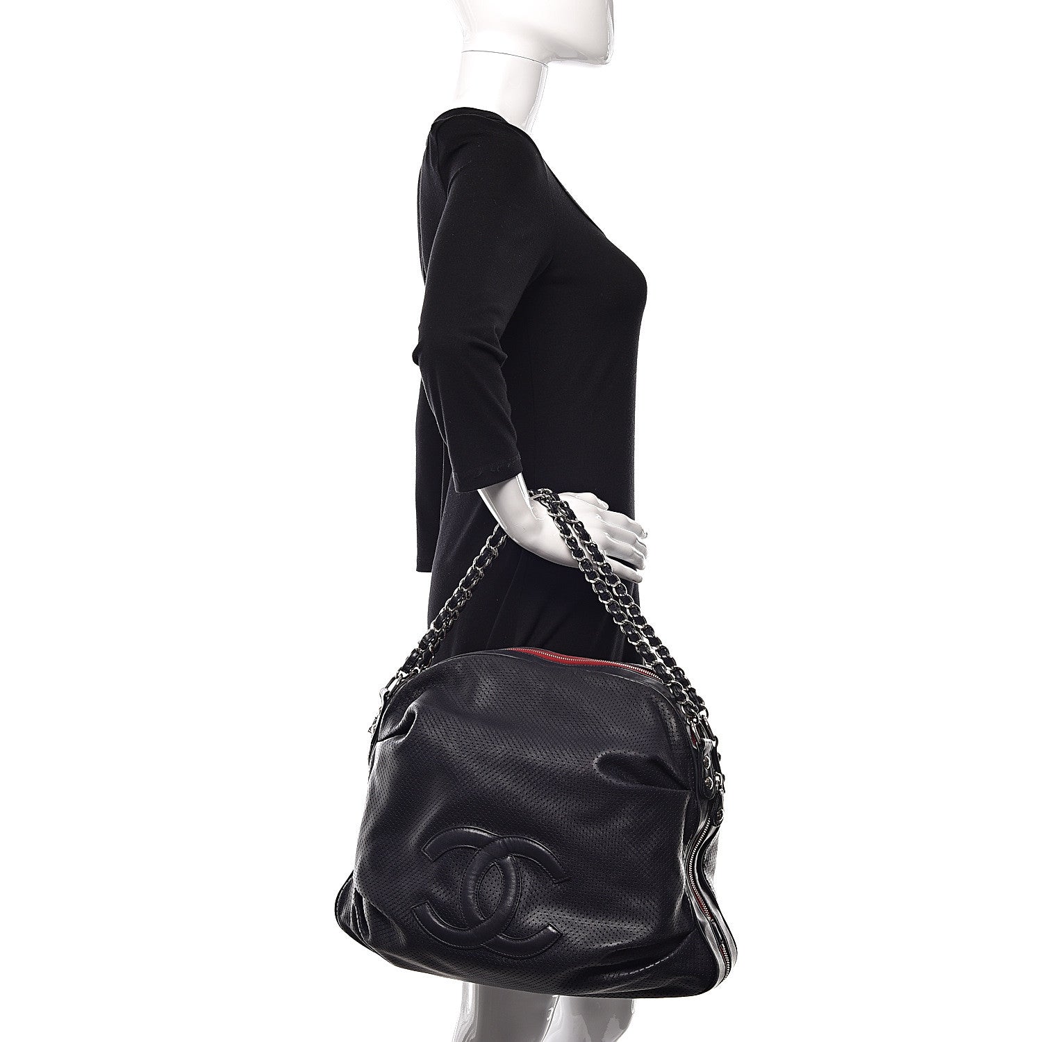 Chanel Lambskin Perforated Baseball Spirit Ligne Bag Navy 2 of 12