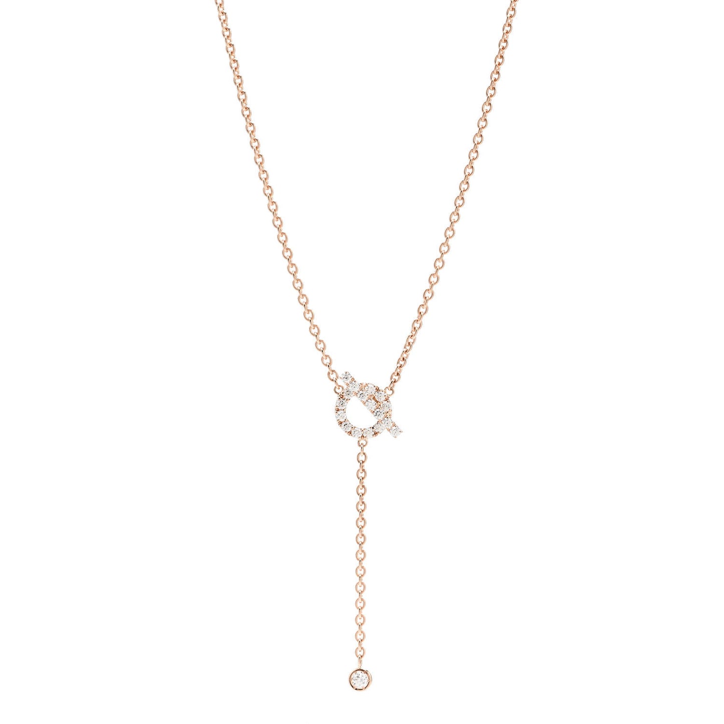 18K Rose Gold Diamond Finesse Lariat Necklace