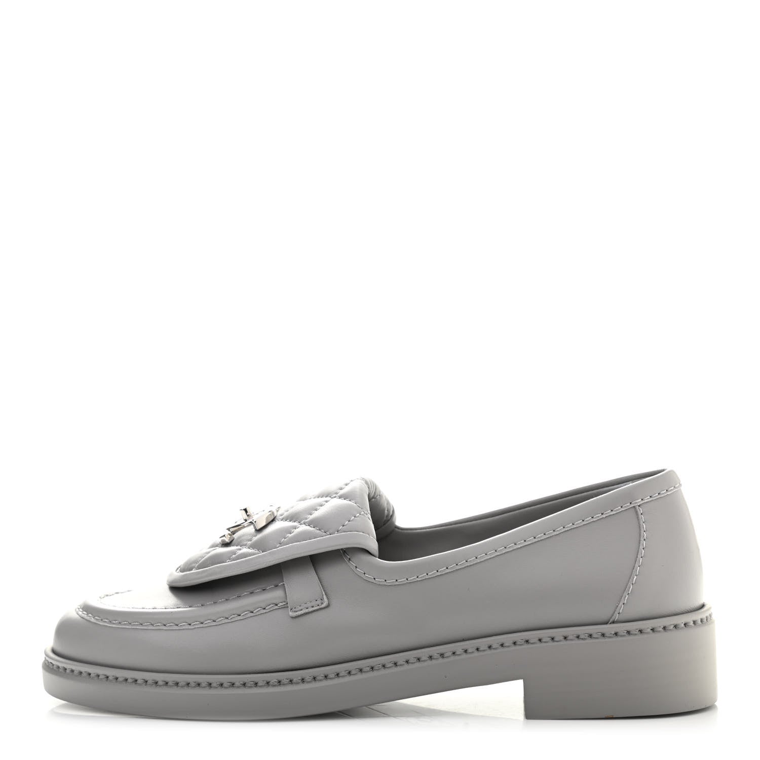 Chanel Lambskin Quilted CC Turnlock Loafers 38 Grey 1 of 9