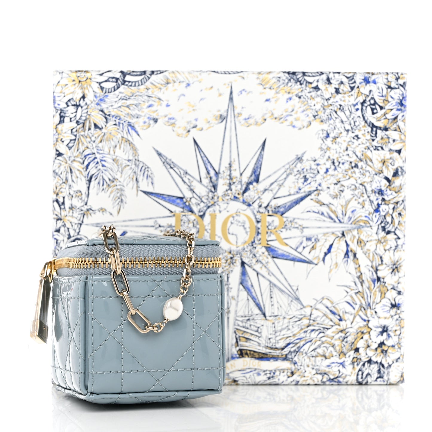 Patent Cannage Cube Wristlet Blue