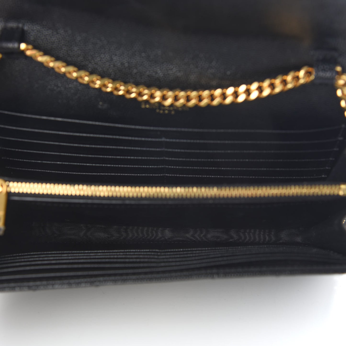 Grain De Poudre Matelasse Chevron Monogram Chain Wallet Black