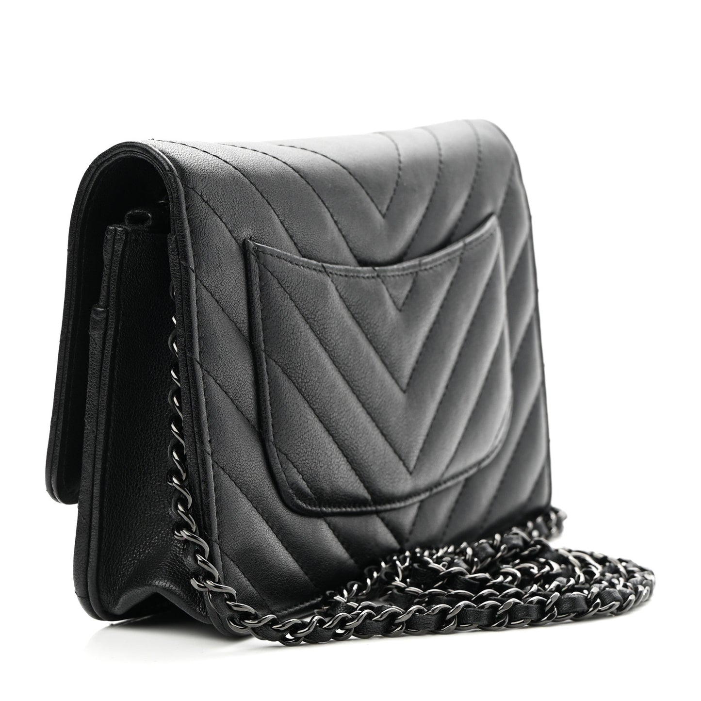 Sheepskin Chevron Reissue Wallet On Chain WOC So Black