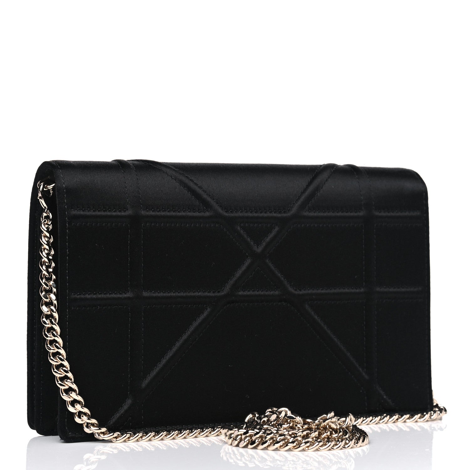Christian Dior Satin Diorama Wallet on Chain Pouch Black 2 of 5