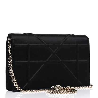 Christian Dior Satin Diorama Wallet on Chain Pouch Black 2 of 5